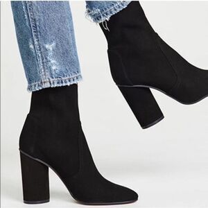 Stuart Weitzman Margot 75 Black Suede Boots NEW